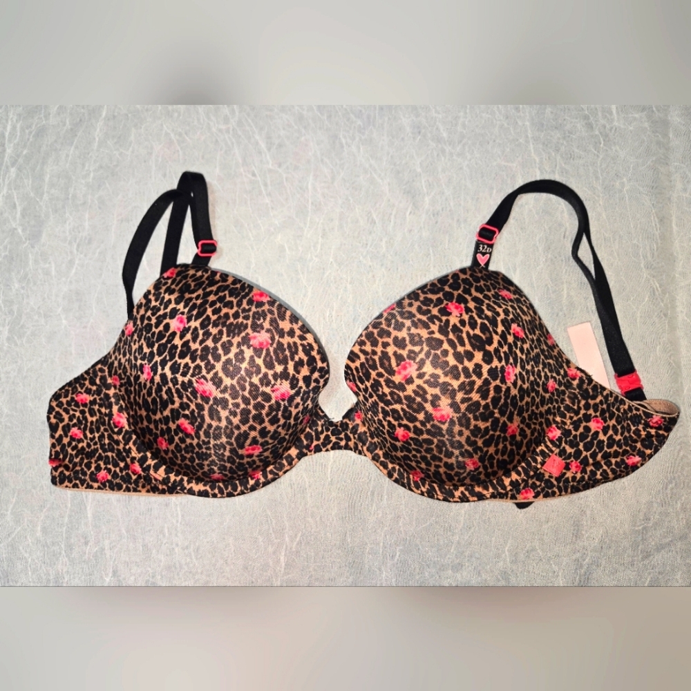 Victoria's Secret Pushup Bra Leopard and Flowers 32D